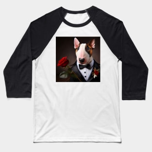 Bull terrier dog in formal tuxedo with rose Baseball T-Shirt